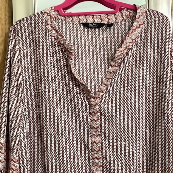 Du Jour XL flowy blouse orange brown statement sleeves button chest lightweight - Picture 5 of 11